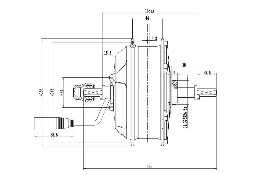 B7-138XL Hub Motor 750W  | Ebike Rear Hub Motor