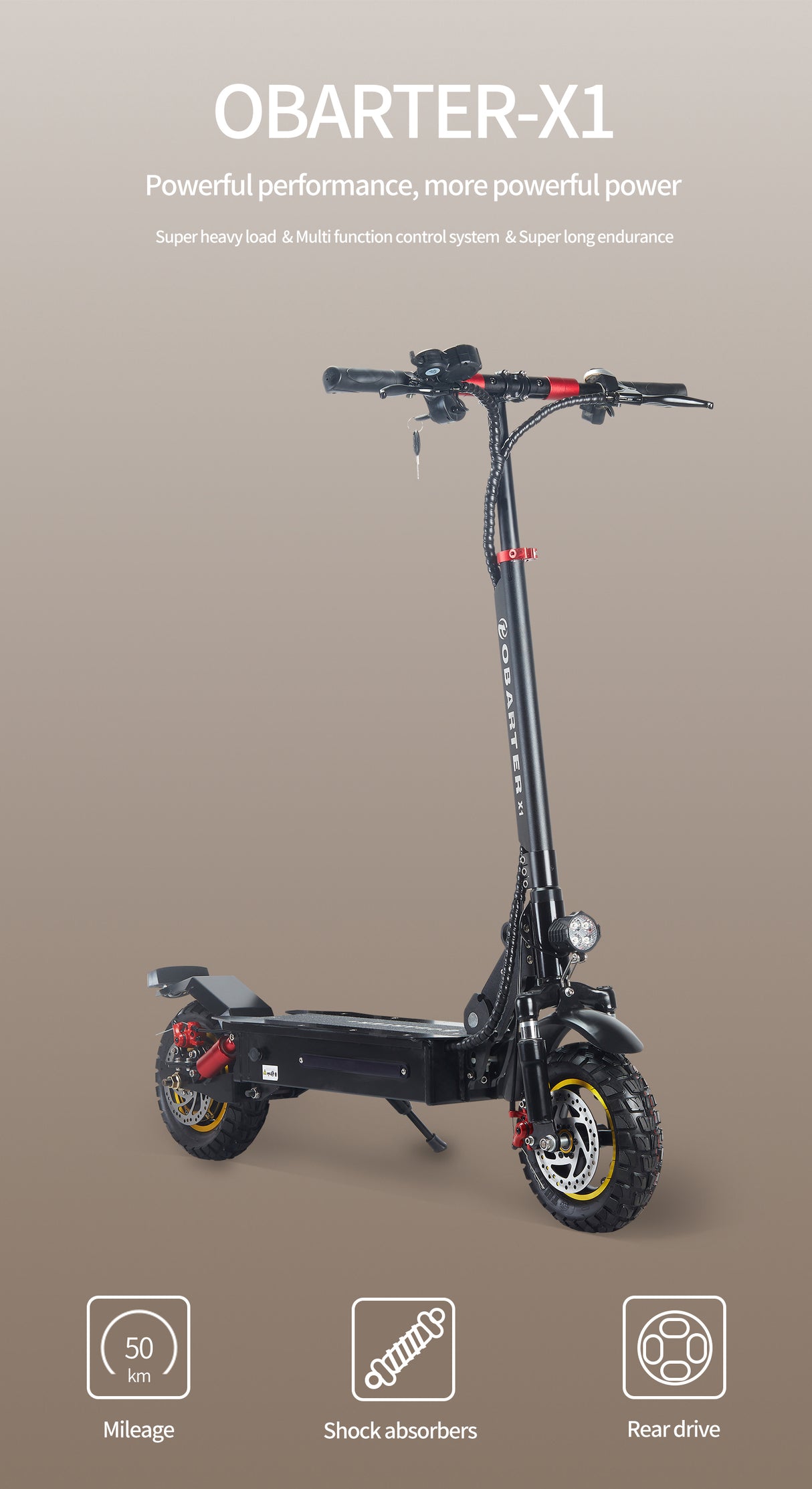 OBARTER - X1 Electric Scooter [48V 800W]