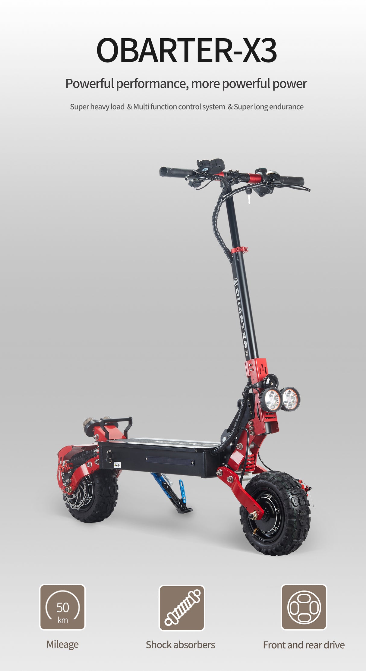 OBARTER - X3 Dual Motor Electric Scooter [48V 2400W]