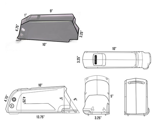 Dolphin 48V 10 or 14Ah  Lithium Battery Pack - EbikeMarketplace